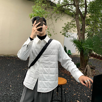 JY light cooked wearing a hitch white cotton suit jacket man 2021 autumn winter new pure color casual turning cotton clothing