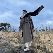 JY Lightly Wearing Long Trench Coat Coat with Straight Tube Men's Spring and Autumn Design Sense Advanced Korean Texture Heavy Industry Coat