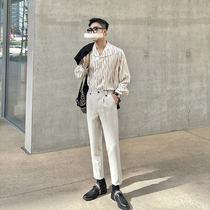 JY Lightly Wearing Summer Pants Men's Straight Loose Hanging Suit Pants Korean Solid Color Casual Pants