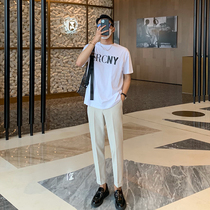 JY Lightly Wearing Pants Men's Summer Thin Straight Loose Hanging High Waist Suit Pants Leisure Pants