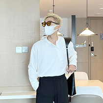 JY Light Cooked Mens Clothing Knit Bottom POLO Shirt Male Spring Autumn Design Sensation Small Crowd Loose Casual Long Sleeve Sweater