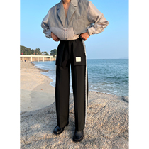 JY Light Cooked Mens Clothing Korean Version Sports Wind Side Black Striped Pants Casual Straight Drum Pants Trendy New Long Pants