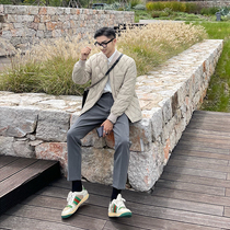 JY light cooked wearing a lap rhombus short and down clothes Mens 2021 new loose Casual Upright Collar Black Winter Jacket