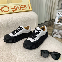 JY light cooked wearing black and white Collision Color Casual Board Shoes Men 2021 Autumn Winter New High Bottom Fine-print Round Head Shoes Tide