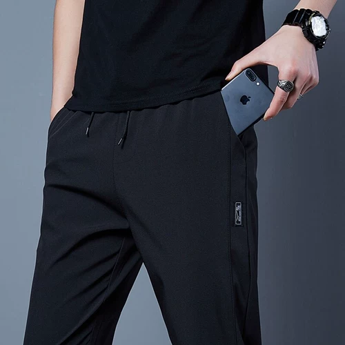 Мужские летние шелковые тонкие быстросохнущие штаны для отдыха, оверсайз, свободный прямой крой