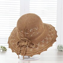 Washable folding hat Sharma lady shade Korean version sunscreen sun hat large brim beach cool hat basin knitted hat lady
