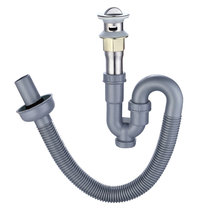 Wash basin water pipe anti-odor S bend U-type drainage pipe stretching accessories with a basket jump water wash basket