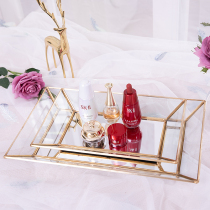 Nordic Retro Copper Strips glass trays Show glass Box Jewelry Containing Trays For Afternoon Tea Glass Trays