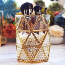 Retro minimalist copper glass brush with cylinder beauty brushing cylinder Ancient copper-coated edge Makeup Brush Barrel Brush containing box