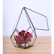 Overseas simple decorative geometric five-sided water drop-shaped glass flower room fleshy Moss air pineapple flower Ware