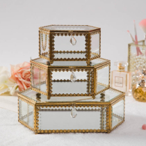 Eurostyle Retro High-end Princess Dust Resistant Glass Gold Floral Lace First Accessories Box Jewellery Accessories Containing Box Display Case