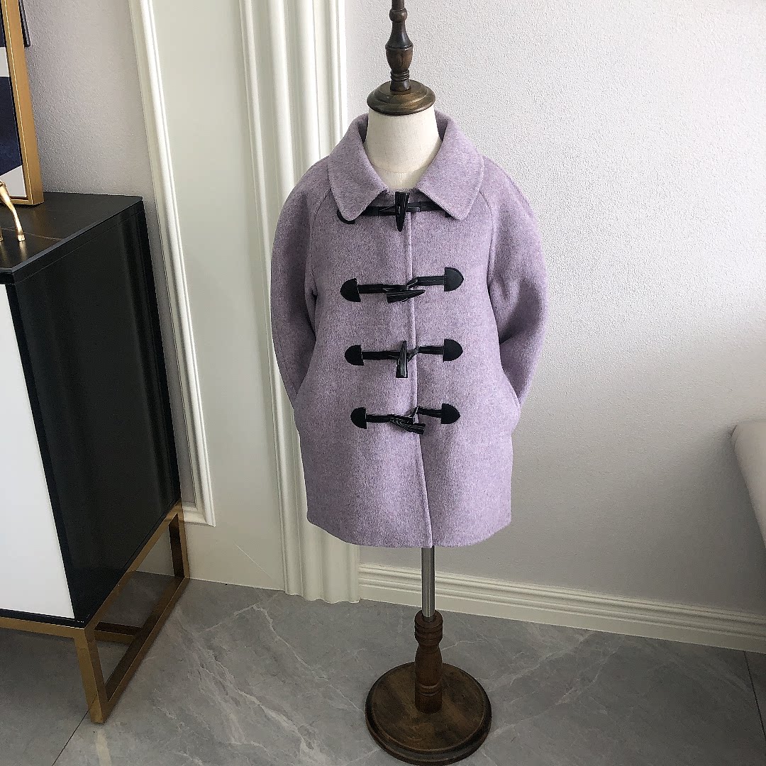 Korea Autumn/Winter Children Fashion Bifacial Cashmere Jacket Girl Sheep Corner Buttoned collar wool Coat Fur Coat Tide