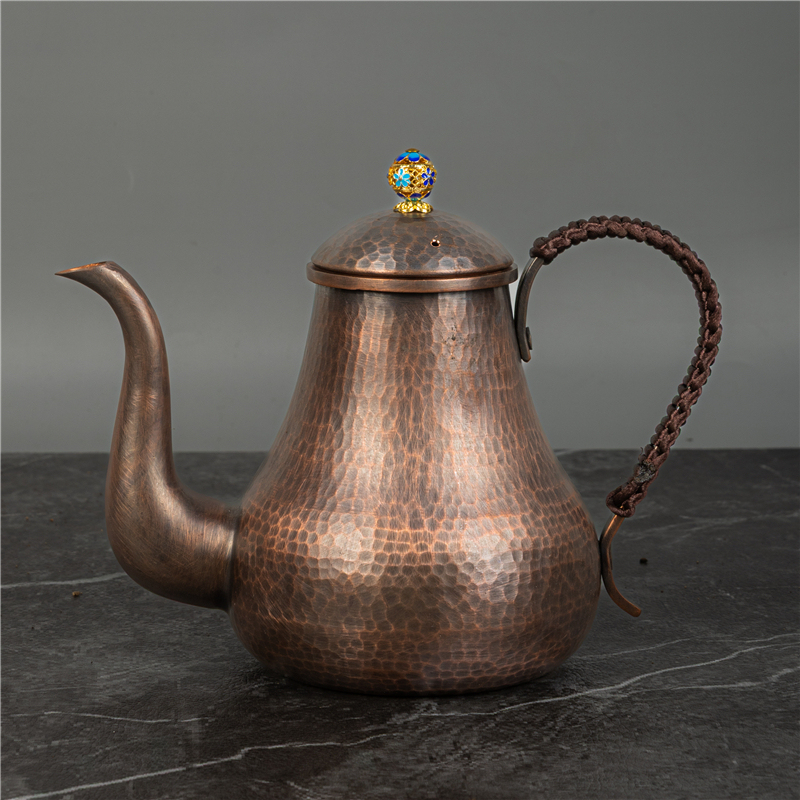 All Handmade Retro Hammered Hand-Brewed Coffee Pot Pure Copper Thickeneded Retro Tea Set Boiling Water Tea Set Tea Copper Pot