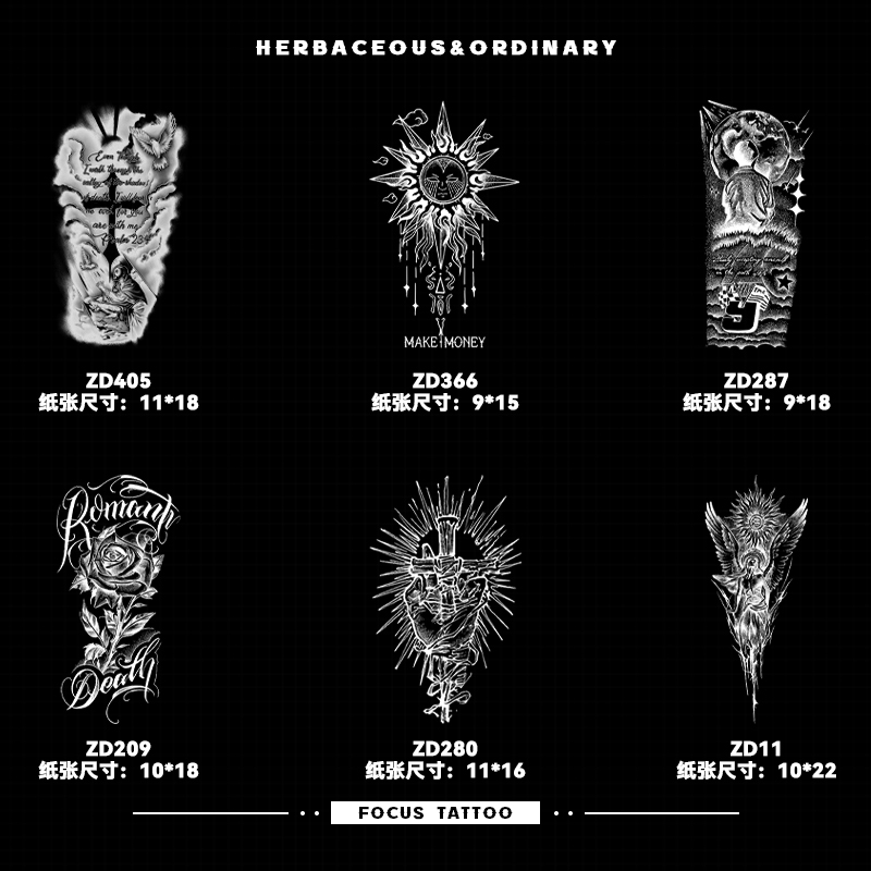 European and American Style Temporary Tattoo Large Pattern Flower Arm Thigh Tattoo Sticker Herbal Semi-Permanent Non-Reflective Sticker