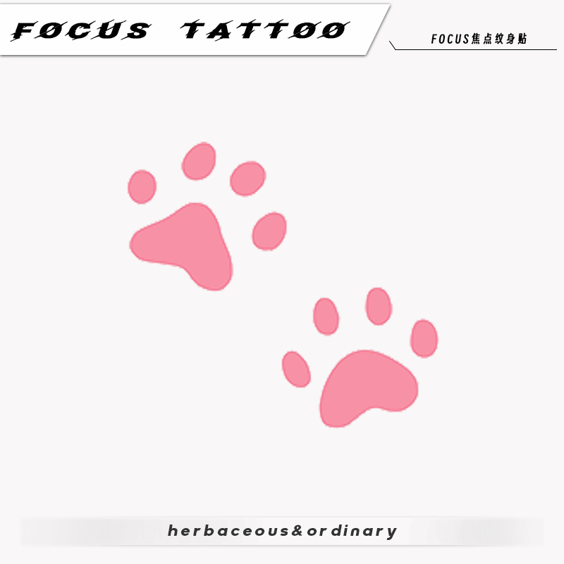 Cute Sweet Girl Cat Paw Print Sexy Thigh Waist Collarbone Colorful Tattoo Stickers Long-Lasting Realistic Painted Stickers
