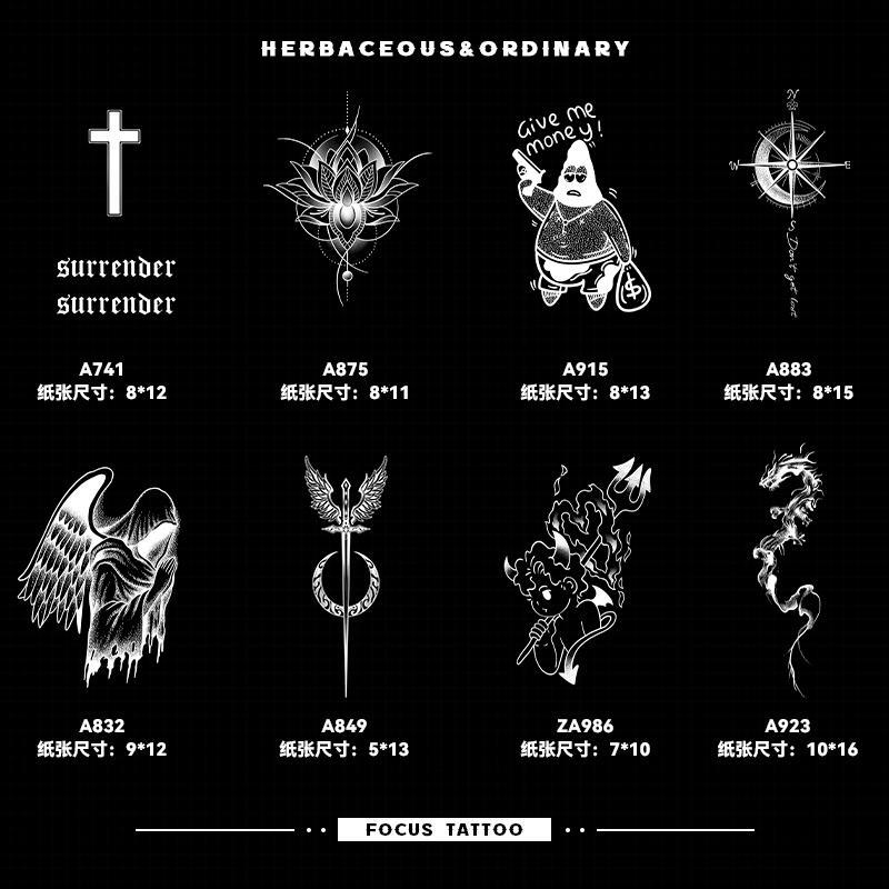 European and American Style National Style Temporary Tattoo Arm Cross Angel Semi-Permanent Herbal Tattoo Stickers for Men and Women Waterproof and Long-Lasting