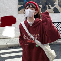 Tide, бордовый демисезонный утепленный оберег на день рождения, толстовка с капюшоном, куртка, оверсайз, год кролика