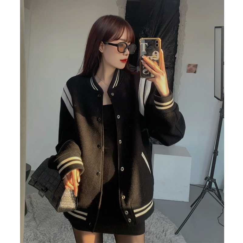 Quan Zhilong's same baseball uniform jacket women's spring and autumn 2022 new hot style vintage small fragrance couple outfit