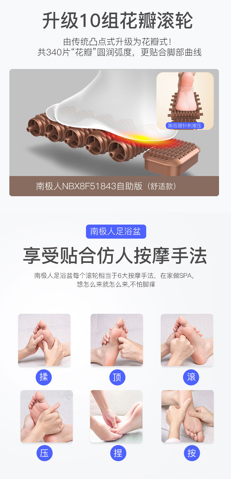 南极人 自动智能按摩加热足浴盆 熏蒸泡三合一 图6