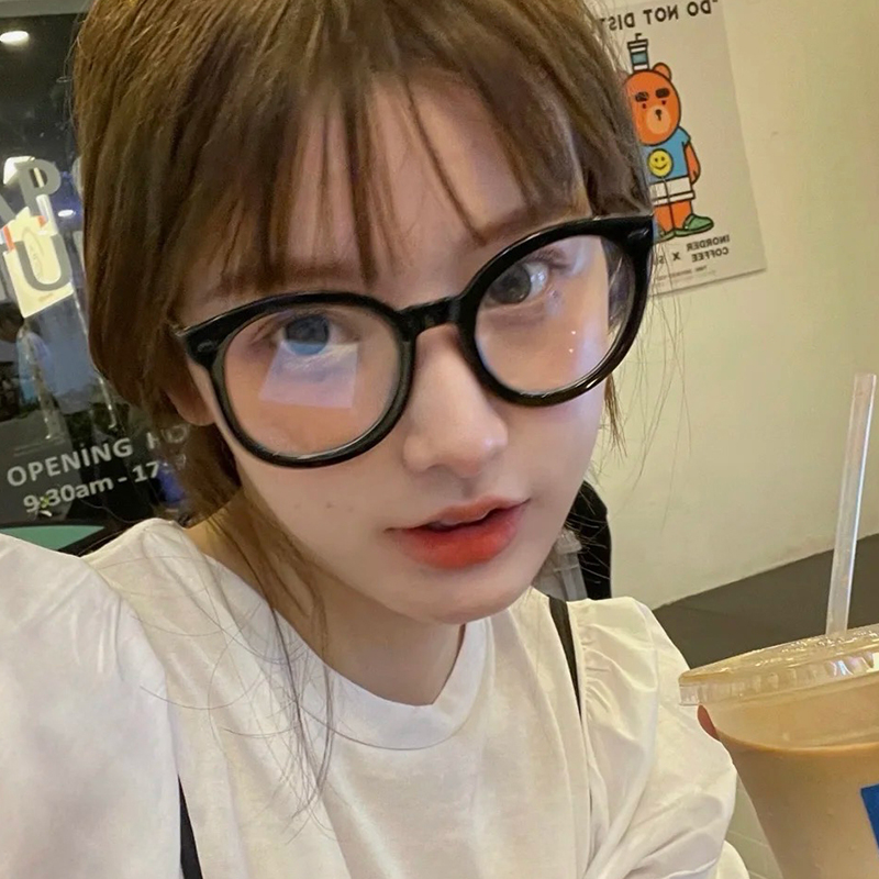 Xiaohongshu retro net red plain face thick black frame glasses frame female trendy big frame thin anti-blue light can be matched with myopia glasses