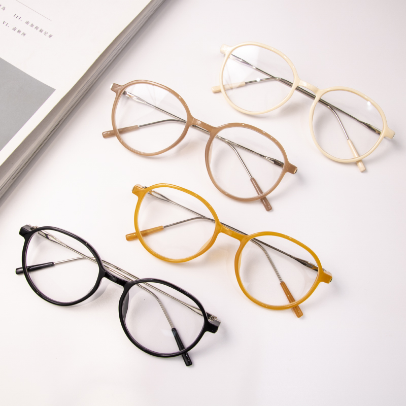 Big frame round frame girl cute black frame plain eyeglass frame soft girl orange flat frame white can be matched with myopia men