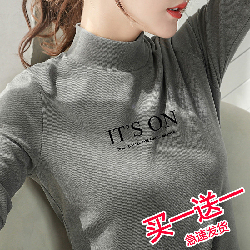 2 pieces (79 yuan)half turtleneck bottom shirt women's long-sleeved 2020 new tight t-shirt women's inner ride foreign style top ins