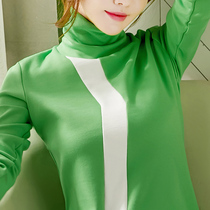 High collar base shirt female 2021 autumn and winter New Korean version thick long sleeve t-shirt color color thin body shirt top