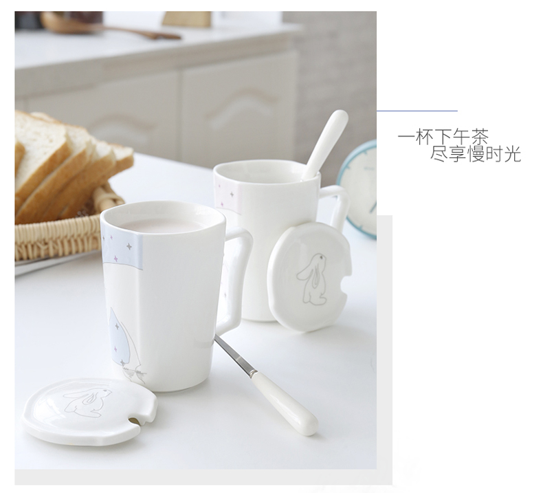 Ceramic keller with spoon, creative tide water cup, lovely cup student couples home milk coffee cup