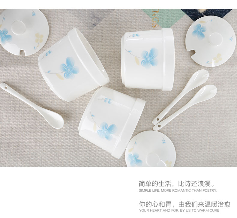 Ceramic flavor suits for Chinese flavor pot seasoning pot seasoning box salt seasoning box of household kitchen three - piece suit