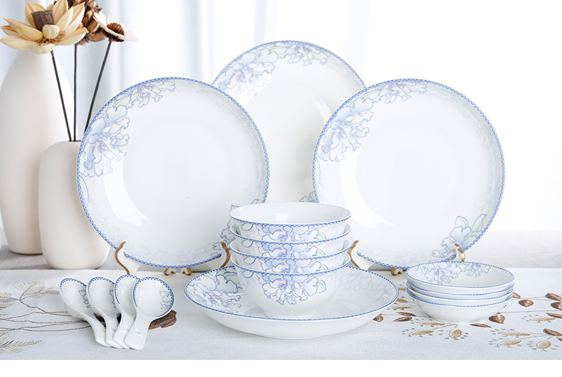 Dishes suit Chinese style household dinner Dishes glair 16 head by 2/4 bowl spoon, plate ceramic tableware four bowls of four plate