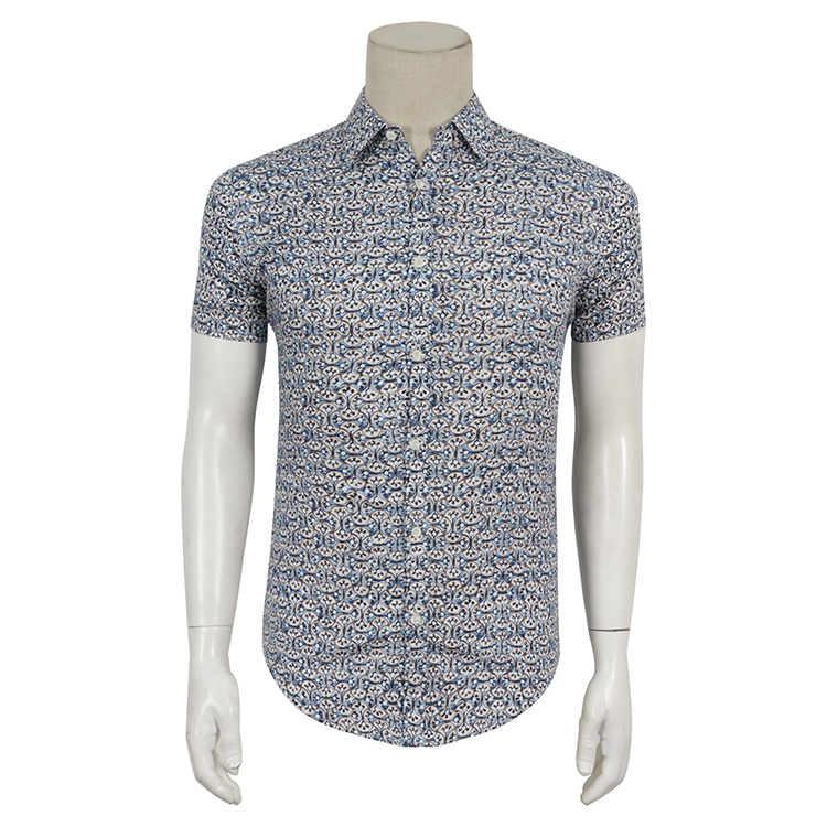 Special 899-G men's printed shirt with waist cut and cut light and breathable cotton Italy