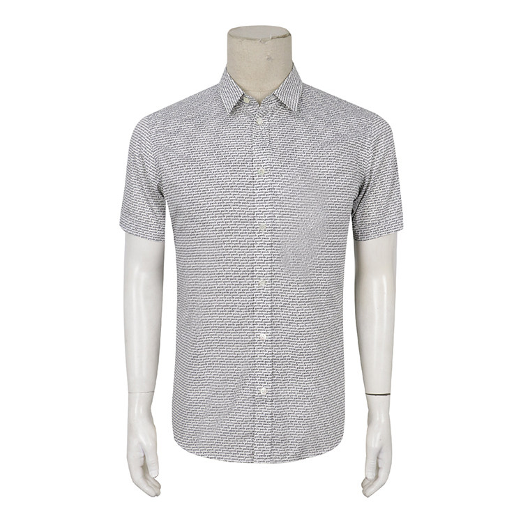 Special 399-Summer white short sleeve shirt men's letters printed design pure cotton fabric