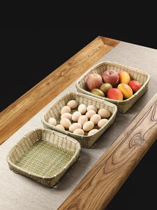 Handmade Bamboo Woven Storage Basket For Home Square Fruit Basket Steamed Bread Basket Egg Basket Tray Bamboo Basket Dus