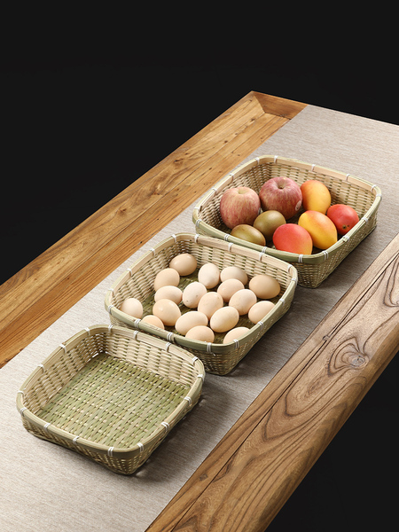 Handmade Bamboo Woven Storage Basket For Home Square Fruit Basket Steamed Bread Basket Egg Basket Tray Bamboo Basket Dustpan