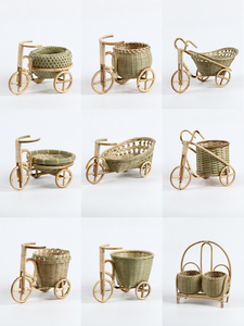Storage Basket Fruit Plate Tricycle Creative Handmade Bamboo