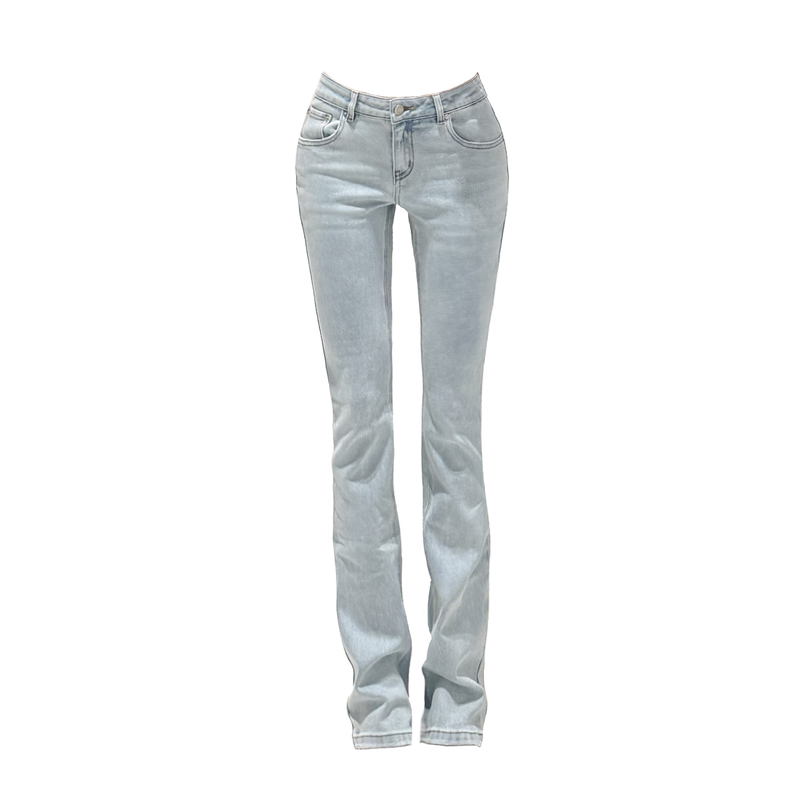 Roki Supermodel Pants Light Blue Low-Waisted Slimming Hip-Enhancing Straight-Leg Pants Tall People's Magic Pants