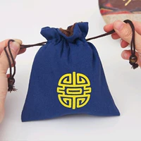 Мешочек для хранения ювелирных изделий из грецкого ореха, аксессуар, сумка для хранения, синий тканевый мешок, четки из круглых бусин, на шнурках