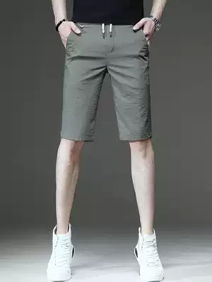 Shorts men's autumn thin trend Joker Ice Silk quick-drying casual five-point pants slim straight beach sports five-point pants