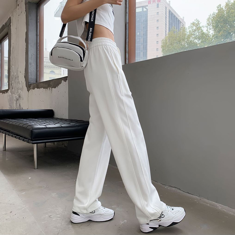 Velvet sweatpants women's 2022 autumn and winter new white high-waist chic loose casual wide-leg sports pants trendy