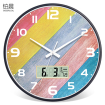 Platinum morning watch fashion wall clock Bedroom cartoon clock round creative wall clock Simple modern living room silent quartz clock