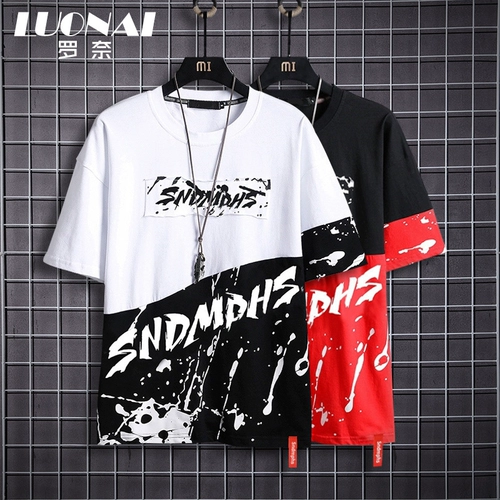 Tide, летняя шелковая тонкая трендовая хлопковая футболка с коротким рукавом, в корейском стиле, оверсайз