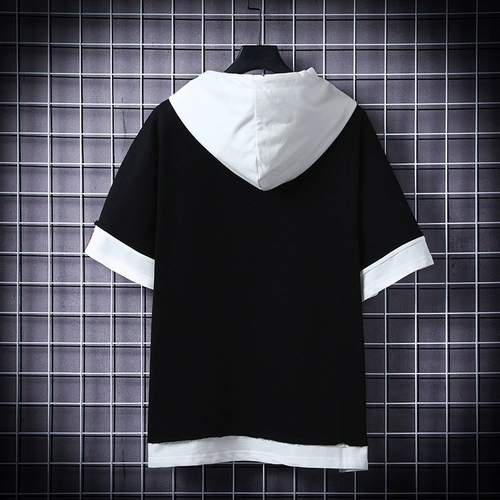 Летняя толстовка с капюшоном, японская трендовая футболка с коротким рукавом, мужской спортивный комплект, оверсайз