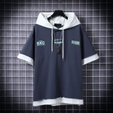 Летняя толстовка с капюшоном, японская трендовая футболка с коротким рукавом, мужской спортивный комплект, оверсайз