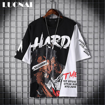 2020 summer fashion hip-hop short-sleeved mens t-shirt Korean version of the tide brand printing loose t-shirt handsome half-sleeve top clothes