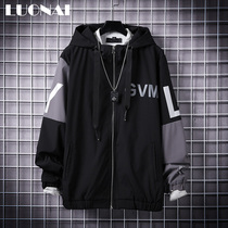 Jacket mens spring and autumn baseball uniform Korean version of the trend of all kinds of hooded clothes Japanese trend brand loose sports jacket men