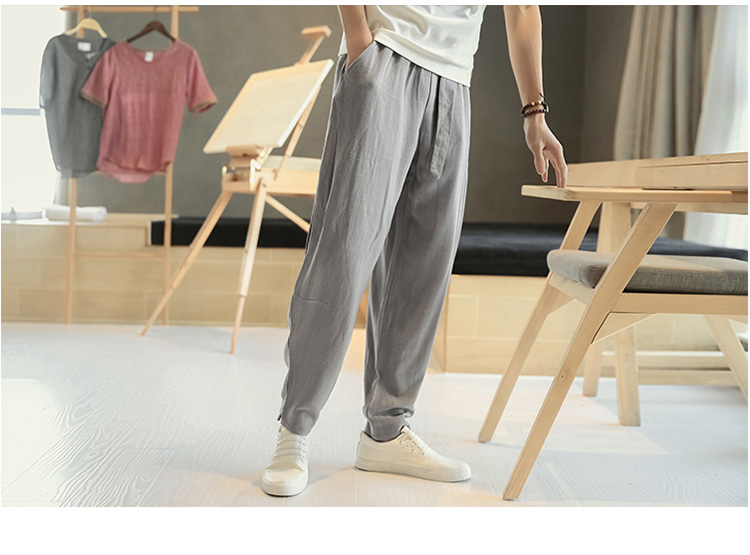 2 Trung Quốc phong cách quần linen nam mỏng lỏng quần âu harem quần chín quần cotton quần linen nam