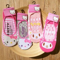 Spring and autumn ladies cute cartoon ktcat melody full cotton antibacterial and deodorant sweat absorption invisible sports boat Socks
