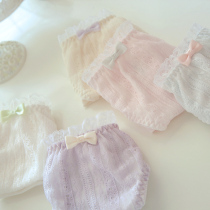 Japanese and Korean ladies sweet beauty pure cotton antibacterial and comfortable lace embroidery bow waist briefs