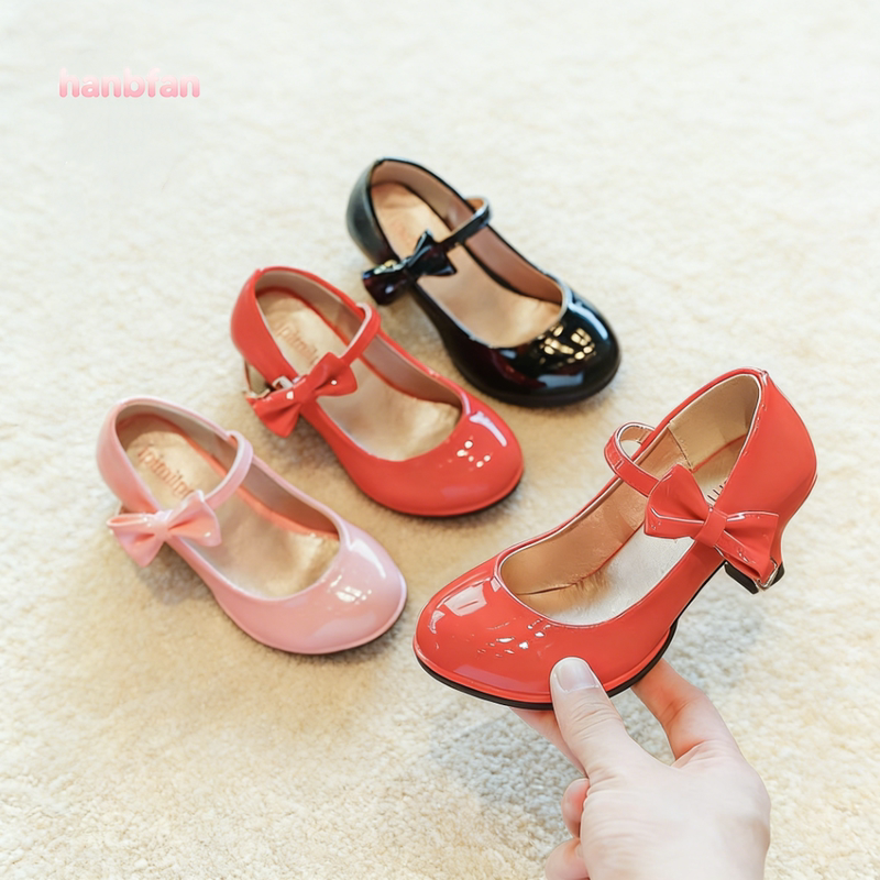 Girls' High Heels, Little Princess Kidsren's Leather Shoes, Flats, Pink Little Girl Performance Catwalk Princess Shoes, Kidsren's Shoes