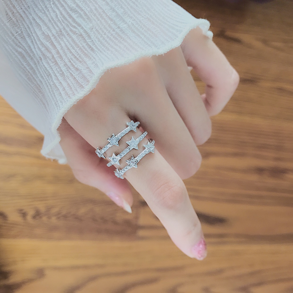 Khí chất phóng đại chéo phiên bản rộng của vòng thời trang Hàn Quốc hipster ngón trỏ mở điều chỉnh nhẫn nữ nhẫn nhẫn vàng nữ 18k